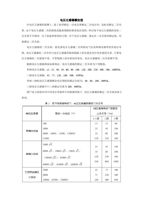 5.电压互感器额定值