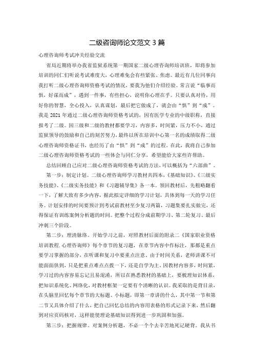 二级咨询师论文范文3篇