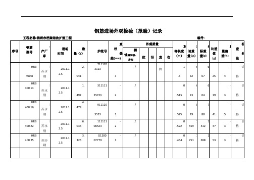 1 钢筋原材料平行检验记录