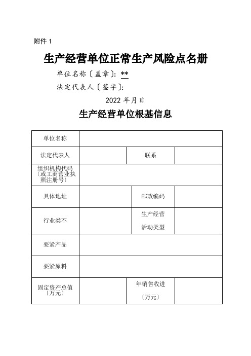 风险点名册实例