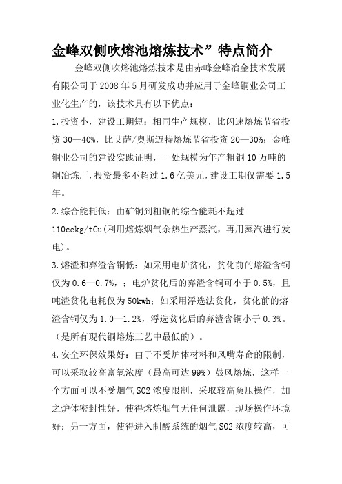 金峰双侧吹熔池熔炼技术