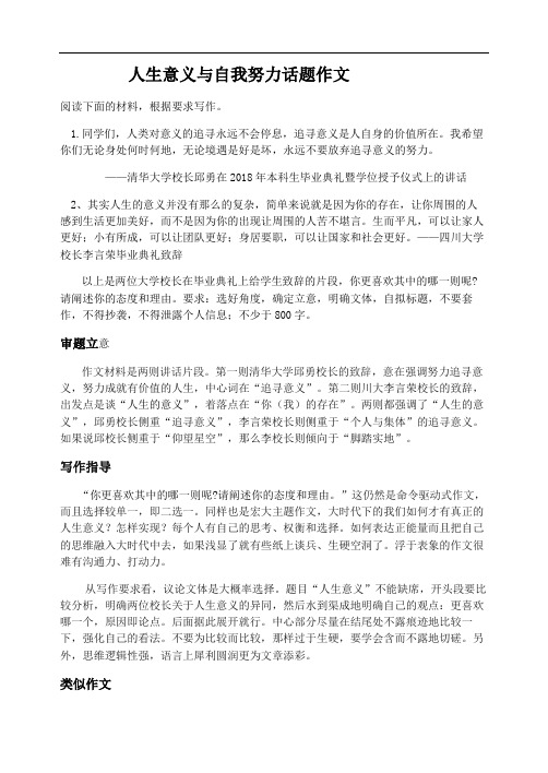写作指导：人生的意义在于生活因“我的努力”而美好审题立意及范文