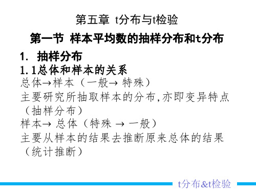 生物统计学 第五章  t分布