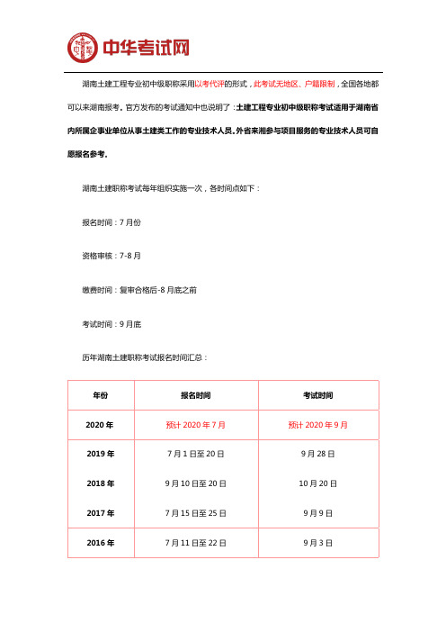 报考湖南土建职称考试有地区限制吗