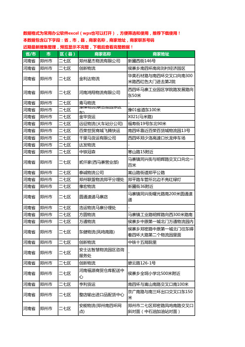 2020新版河南省郑州市二七区物流工商企业公司商家名录名单黄页联系电话号码地址大全195家