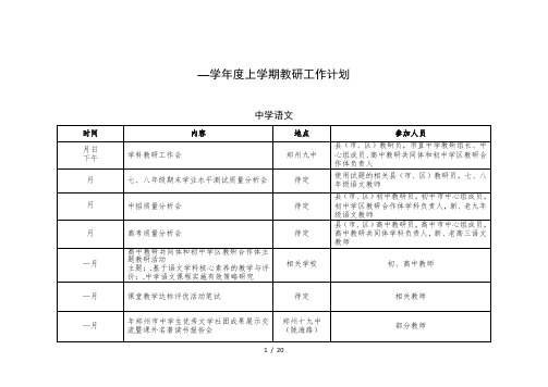 2019—2020学年度上学期教研工作计划