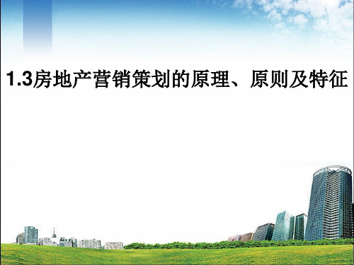 房地产营销策划的原理、原则及特征