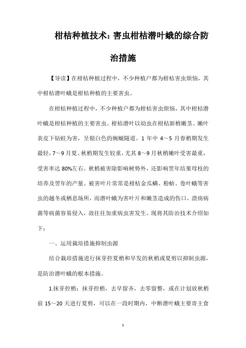 柑桔种植技术：害虫柑桔潜叶蛾的综合防治措施