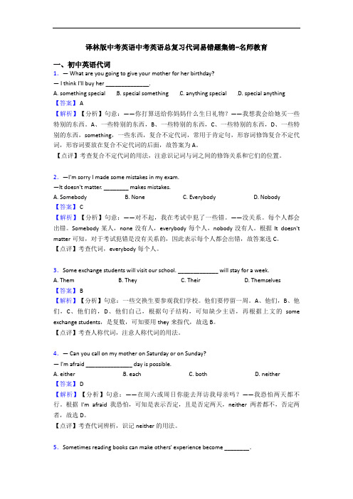 译林版中考英语中考英语总复习代词易错题集锦-名师教育
