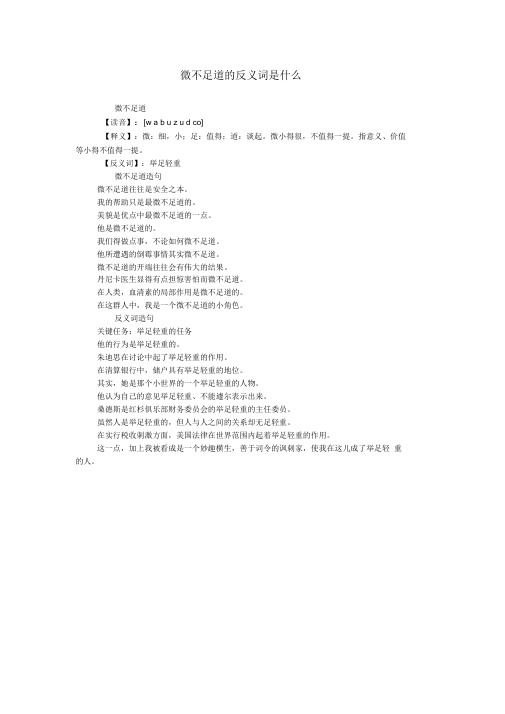 微不足道的反义词是什么