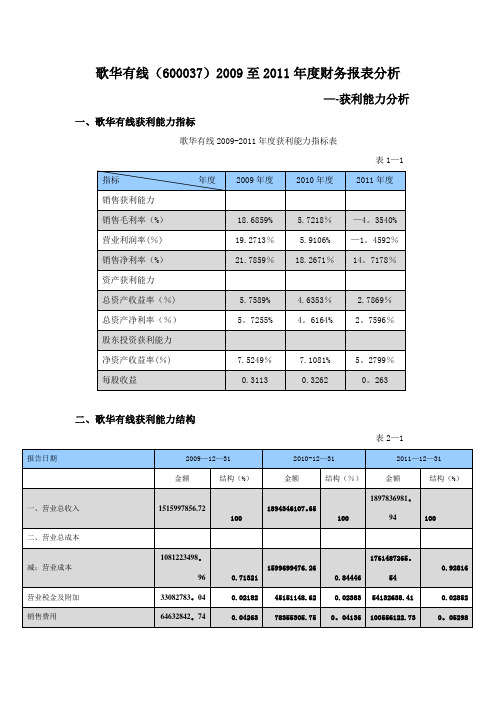 歌华有线财务报表分析网测三【范本模板】