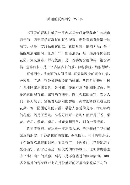 美丽的夏都西宁_750字