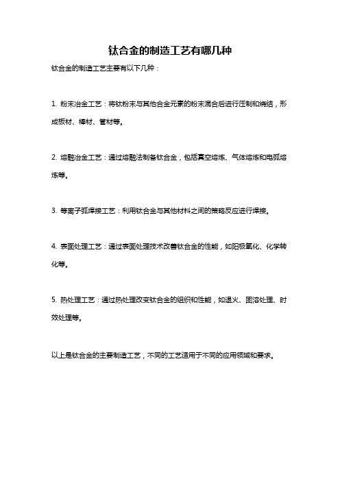 钛合金的制造工艺有哪几种
