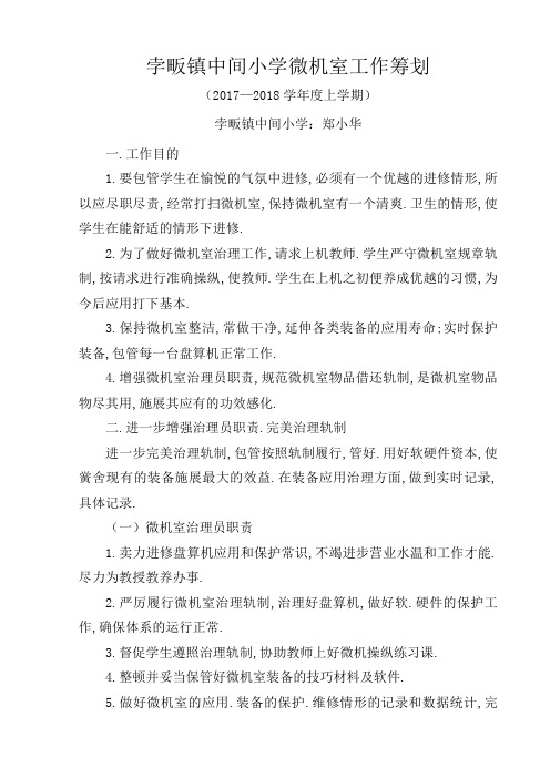 ——上小学微机室工作计划
