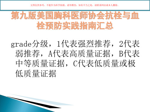 美国胸科医师协会抗栓与血栓预防指南培训课件