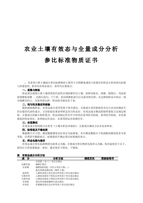 农业土壤有效态与全量成分分析