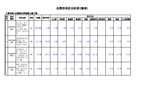 全费用单价分析表(清单)_11363