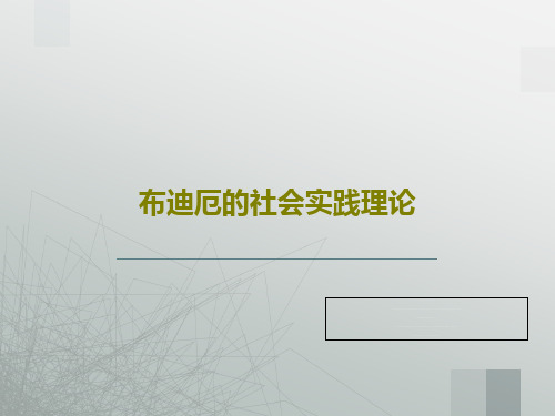 布迪厄的社会实践理论28页PPT