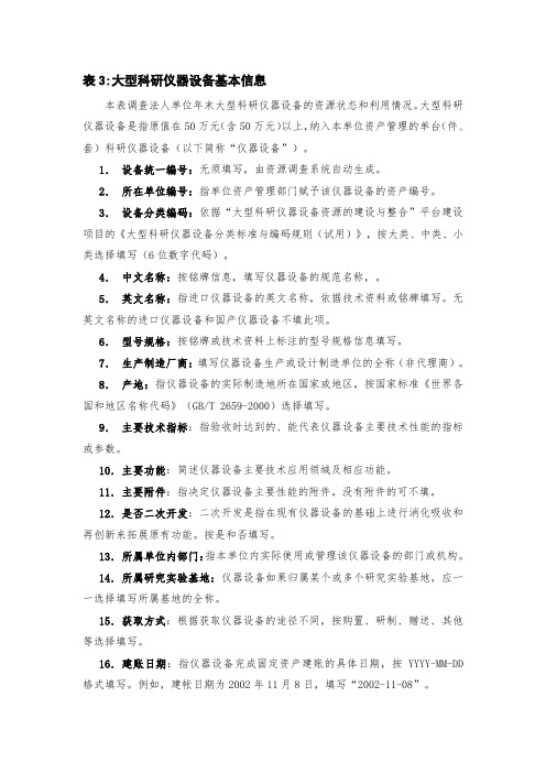 表3大型科研仪器设备基本信息
