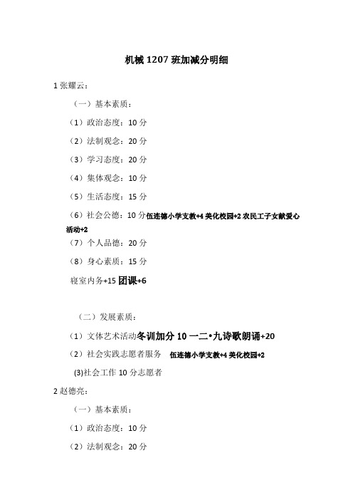 加分明细模板