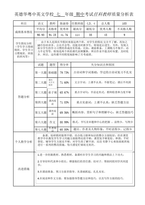 3-4班语文质量分析表(陈淑春)