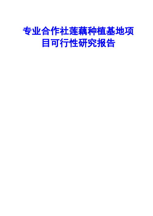 专业合作社莲藕种植基地项目可行性研究报告