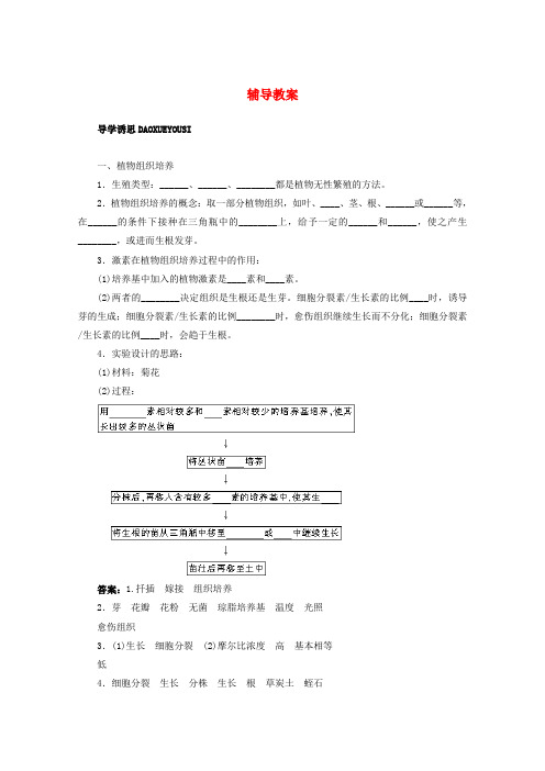 高中生物实验11植物的组织培养辅导教案 浙科版