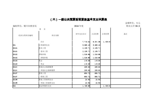 一般公共预算财政拨款基本支出决算表