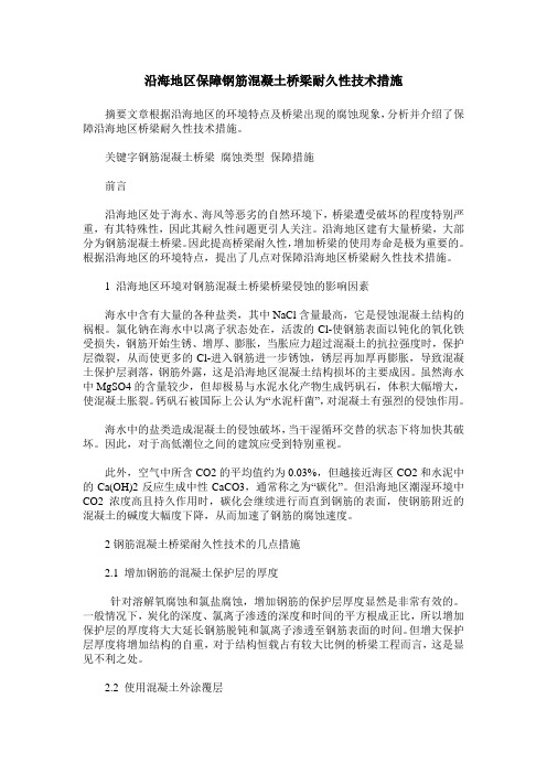 沿海地区保障钢筋混凝土桥梁耐久性技术措施