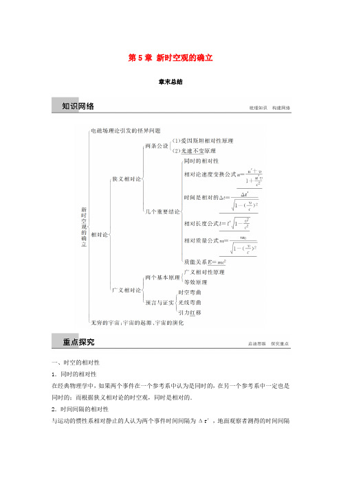 2019-2020版高中物理 第5章 新时空观的确立章末总结学案 沪科版选修3-4