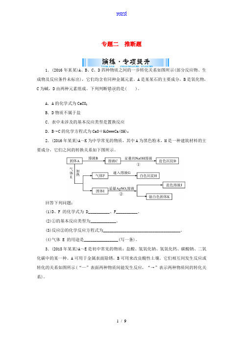 广东省中考化学复习 第二部分 专题提升 专题二 推断题试题-人教版初中九年级全册化学试题