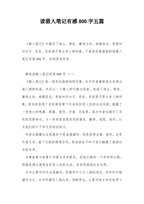读猎人笔记有感800字五篇
