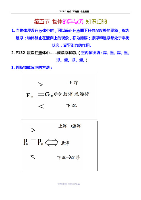 第五节-物体的浮与沉-知识归纳