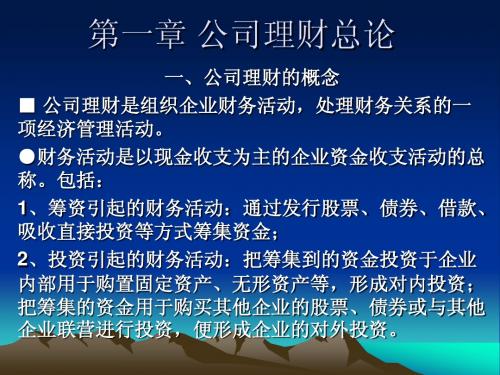 第一章：公司理财总论