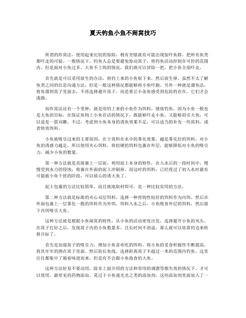 夏天钓鱼小鱼不闹窝技巧