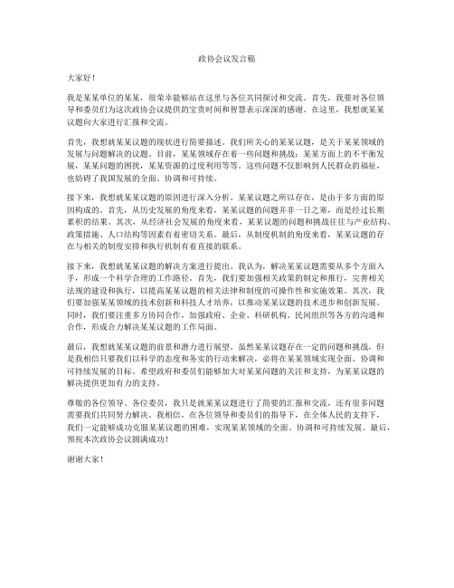 政协会议发言稿
