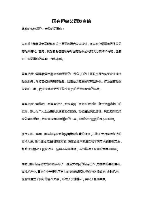 国有担保公司发言稿