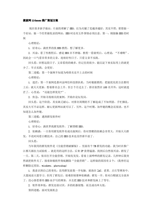 搜索网114soso推广策划方案