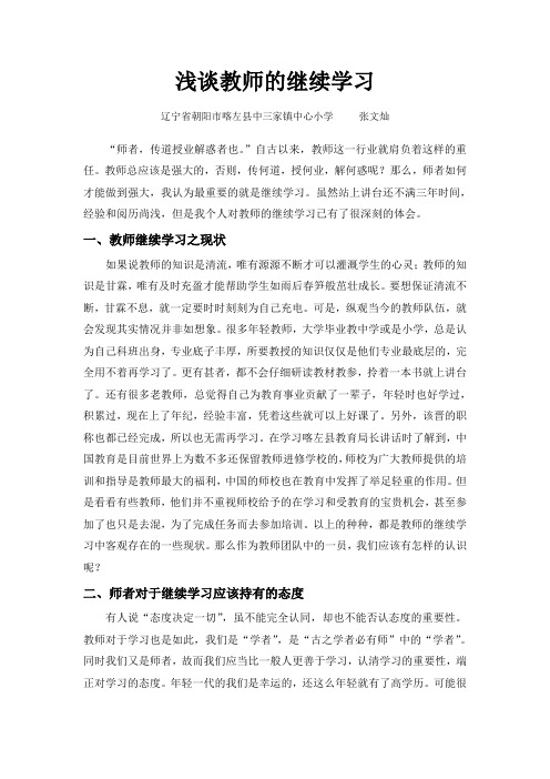 论文浅谈教师的继续学习