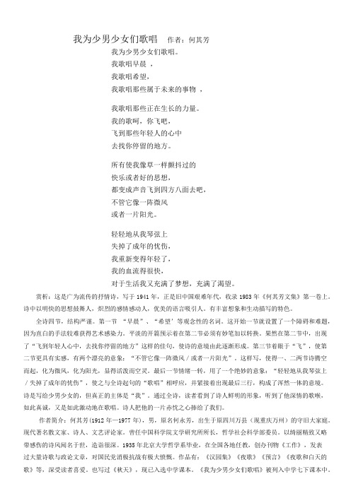 我为少男少女们歌唱