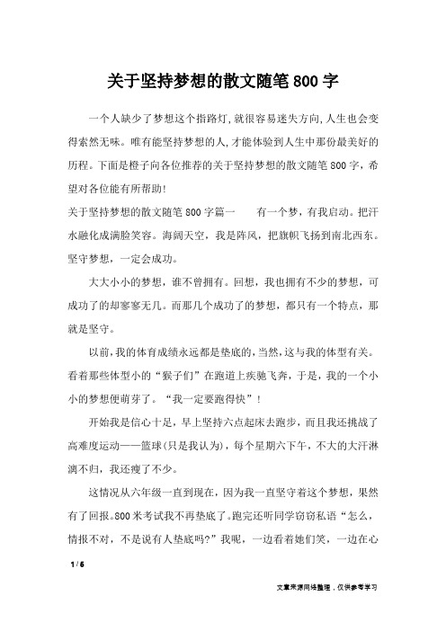 关于坚持梦想的散文随笔800字_作文专题