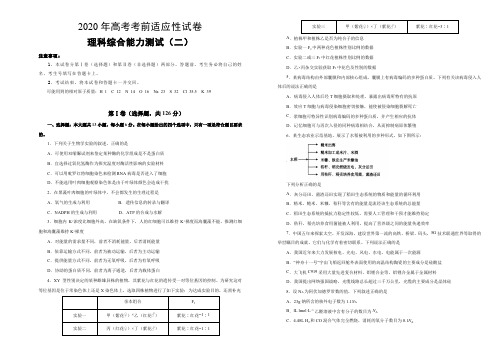 2020年全国I卷高考考前适应性考试(二)理科综合试题(含解析)