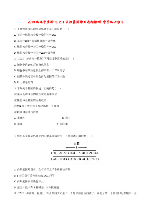 高中生物 3.2.1认识基因学业达标检测 中图版必修2