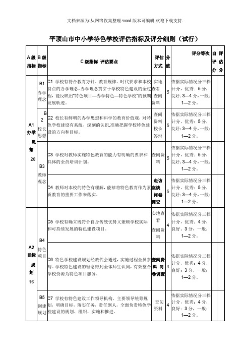 特色学校评估标准