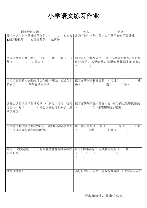 四年级语文课堂拓展练习IV (13)