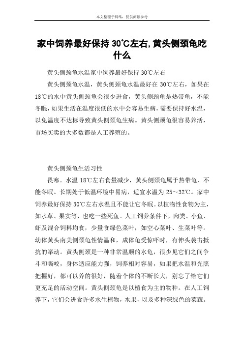 家中饲养最好保持30℃左右,黄头侧颈龟吃什么