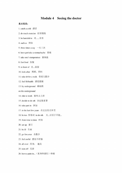 八年级英语下册《Module4Seeingthetor》重点短语及语法汇总外研版