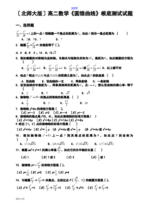 圆锥曲线的基础测试题大全
