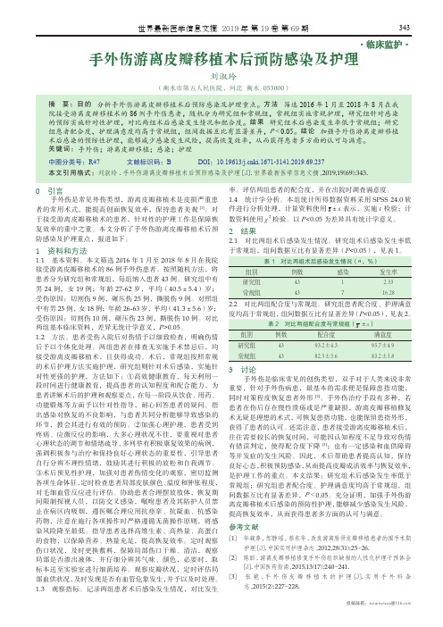 手外伤游离皮瓣移植术后预防感染及护理