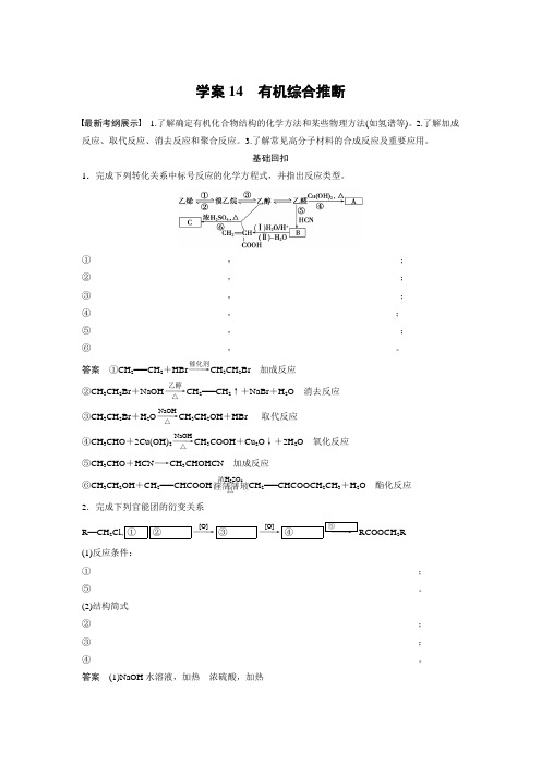 【考前三个月】2015届高考化学(安徽专用)考前专题复习学案：专题5 有机综合推断
